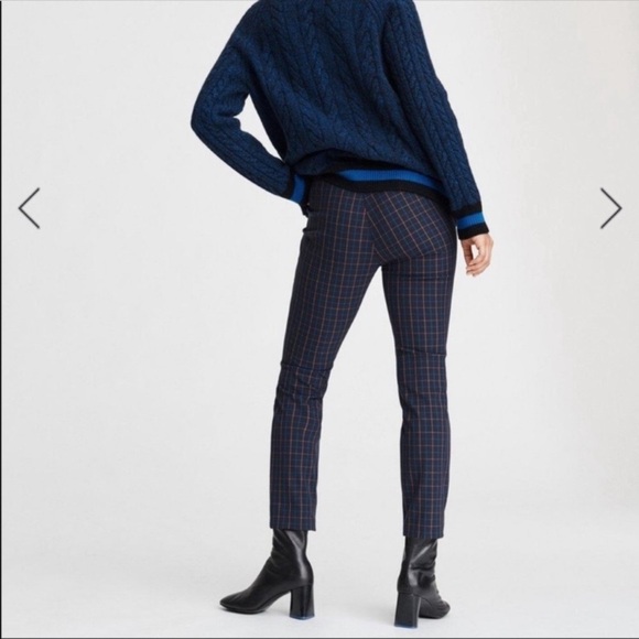 rag & bone Simone Plaid Ankle Pants Stretch Dark Academia Navy Black - Picture 4 of 9